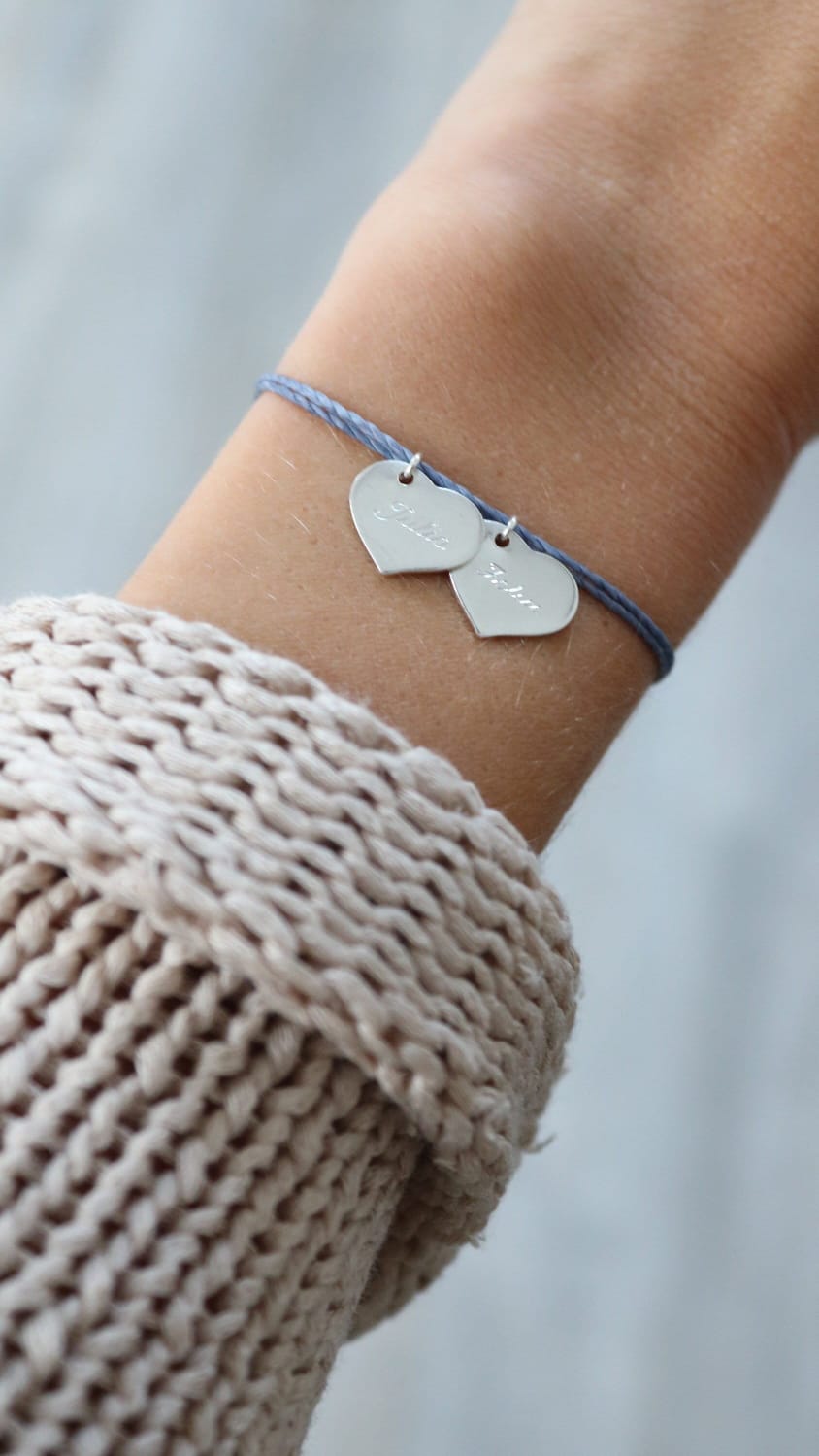 Bracelet Personnalisé avec Pendentif Coeur • Gravure Personnalisée • Cadeau pour elle