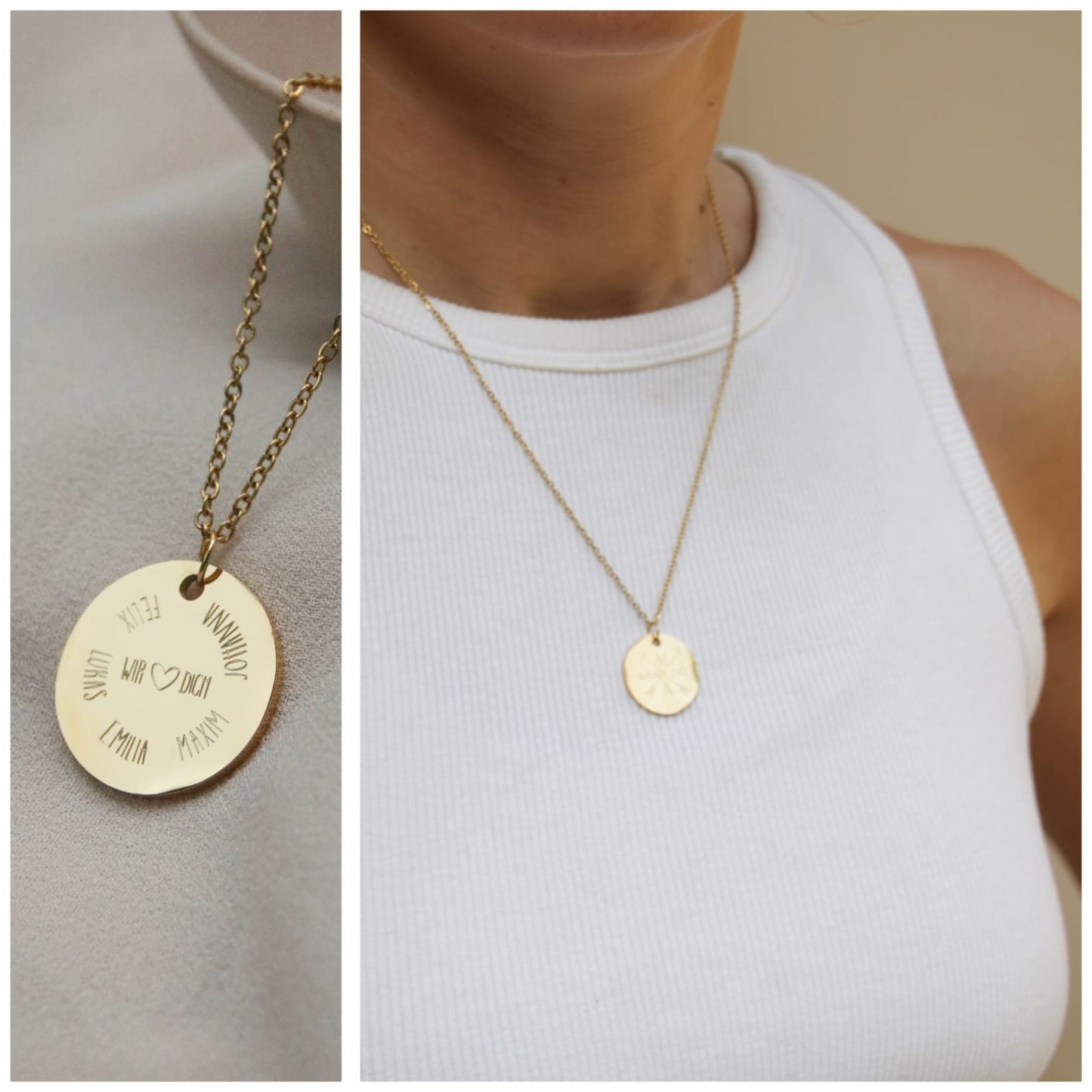 Personalisierte Familien Gravur Kette