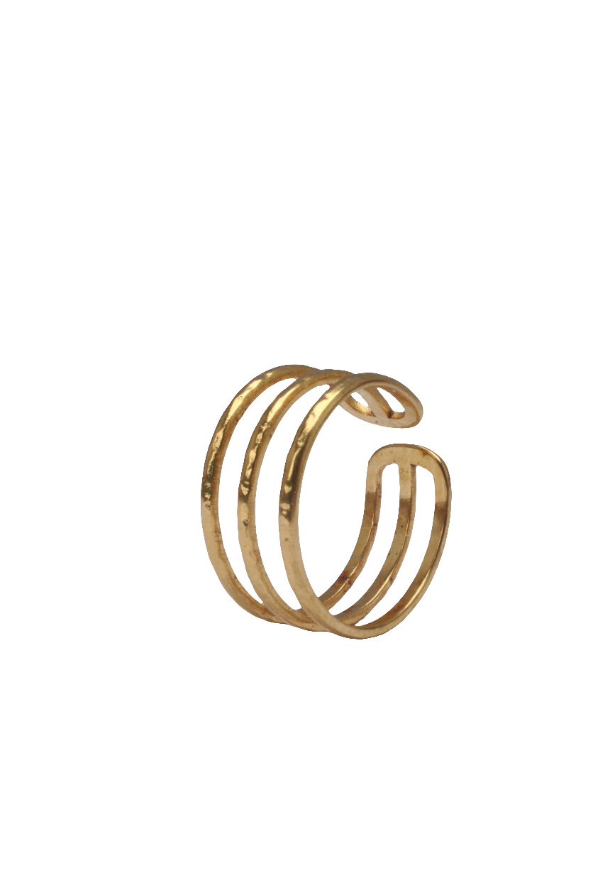Minimalist Golden Wave Ring: Adjustable size made of 18 stainless steel