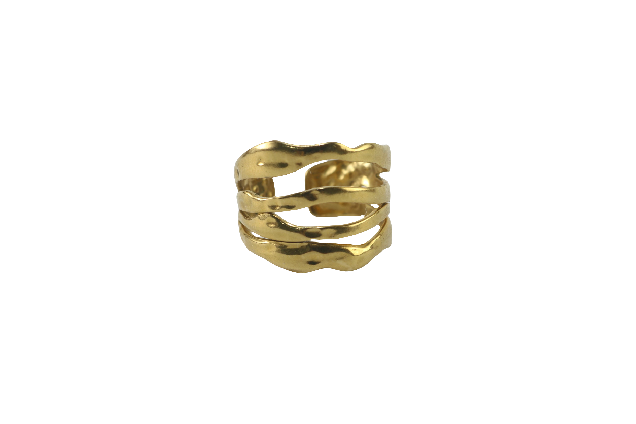 Golden Wave Ring, Adjustable Ring