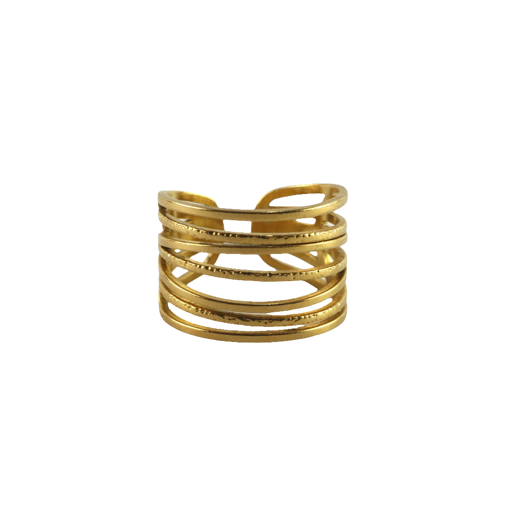Golden Wave Ring, Adjustable Ring