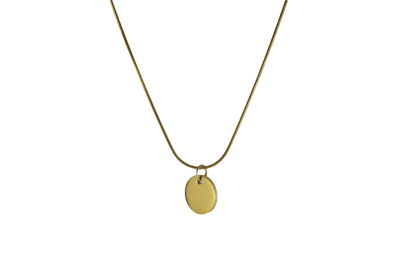 Engraved Elegance – Gravur Kette mit Schlangenkette & 12mm Plättchen