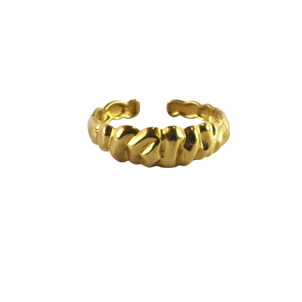 Golden Wave Ring, Adjustable Ring