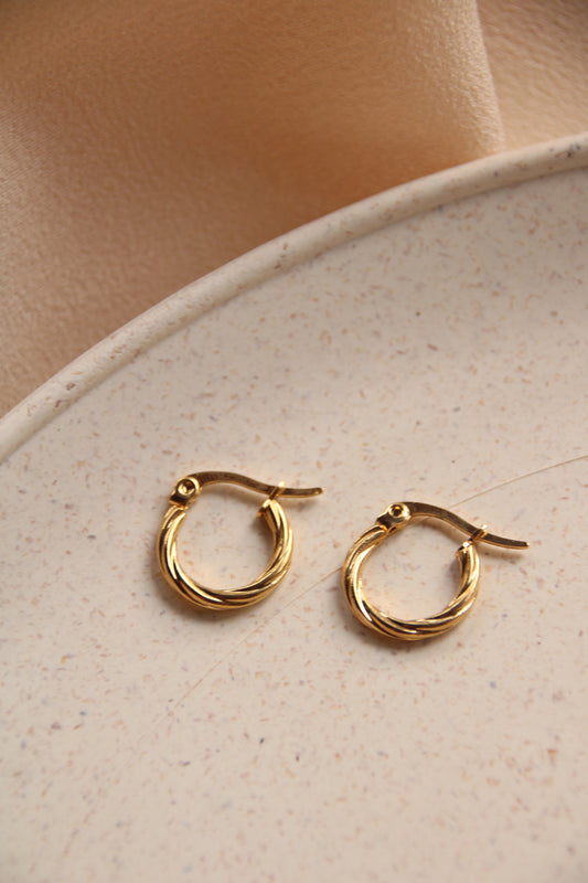Hoop earrings with structure gold