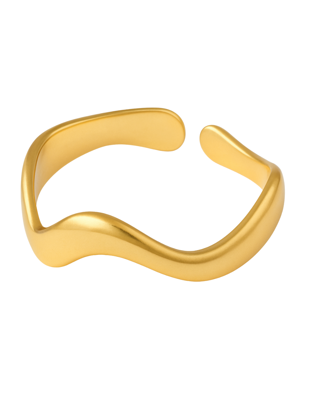 Minimalist Golden Wave Ring: Adjustable size made of 18 stainless steel