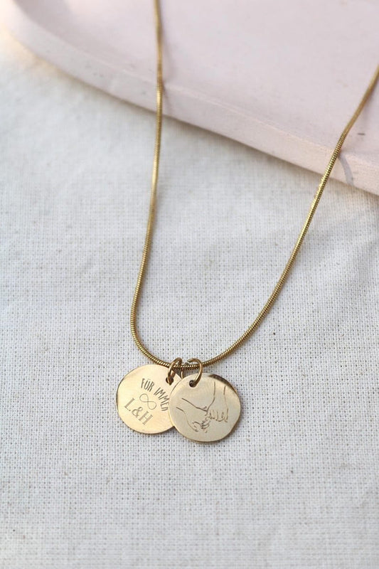 Engraved Elegance – Gravur Kette mit Schlangenkette & 12mm Plättchen