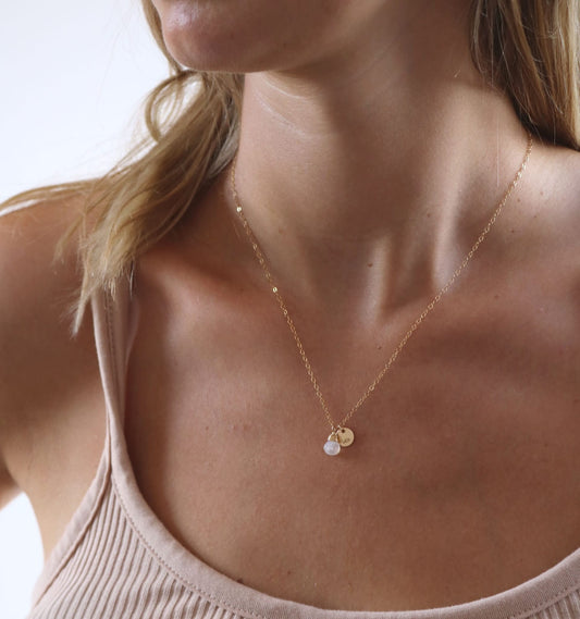 Mondstein Kette mit Gravur