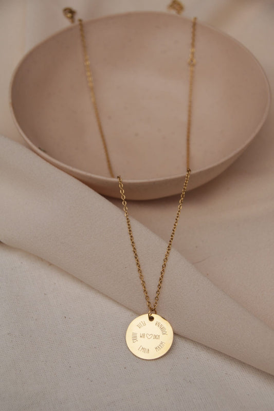 Familien Gravurkette mit 20mm Anhänger