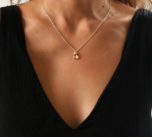 Dainty silver necklace with citrine pendant, necklace with birthstone for November citrine