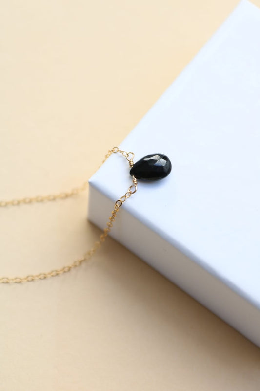 Gold necklace with black stone, Black Spinel Jewellery