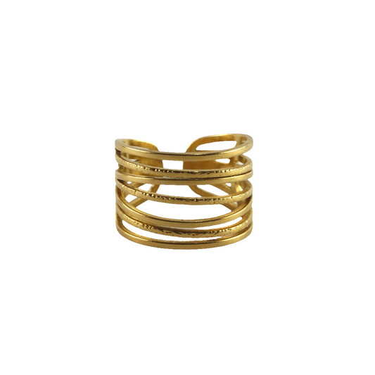 Golden Wave Ring, Adjustable Ring