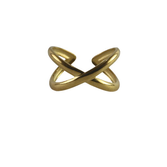 Golden Criss Cross Ring made of 18k stainless steel